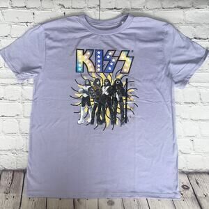 NEW kids youth Small KISS rock band Shirt t-shirt lavender purple NWT